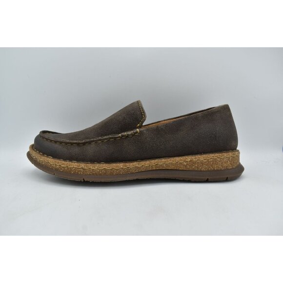 Born Mens Size 11 Baylor Dark Grey Distressed Suede Slip On‎ Loafers Shoes main image 4